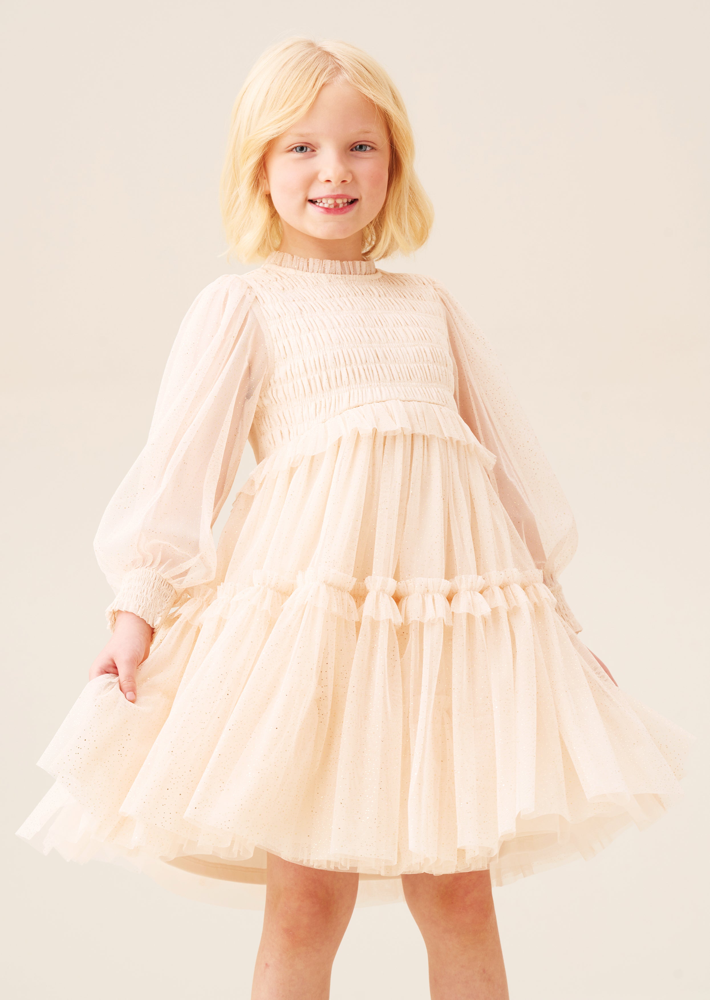 ANGEL & ROCKET BALLOON SLEEVE SMOCKED DRESS – Little Women Too