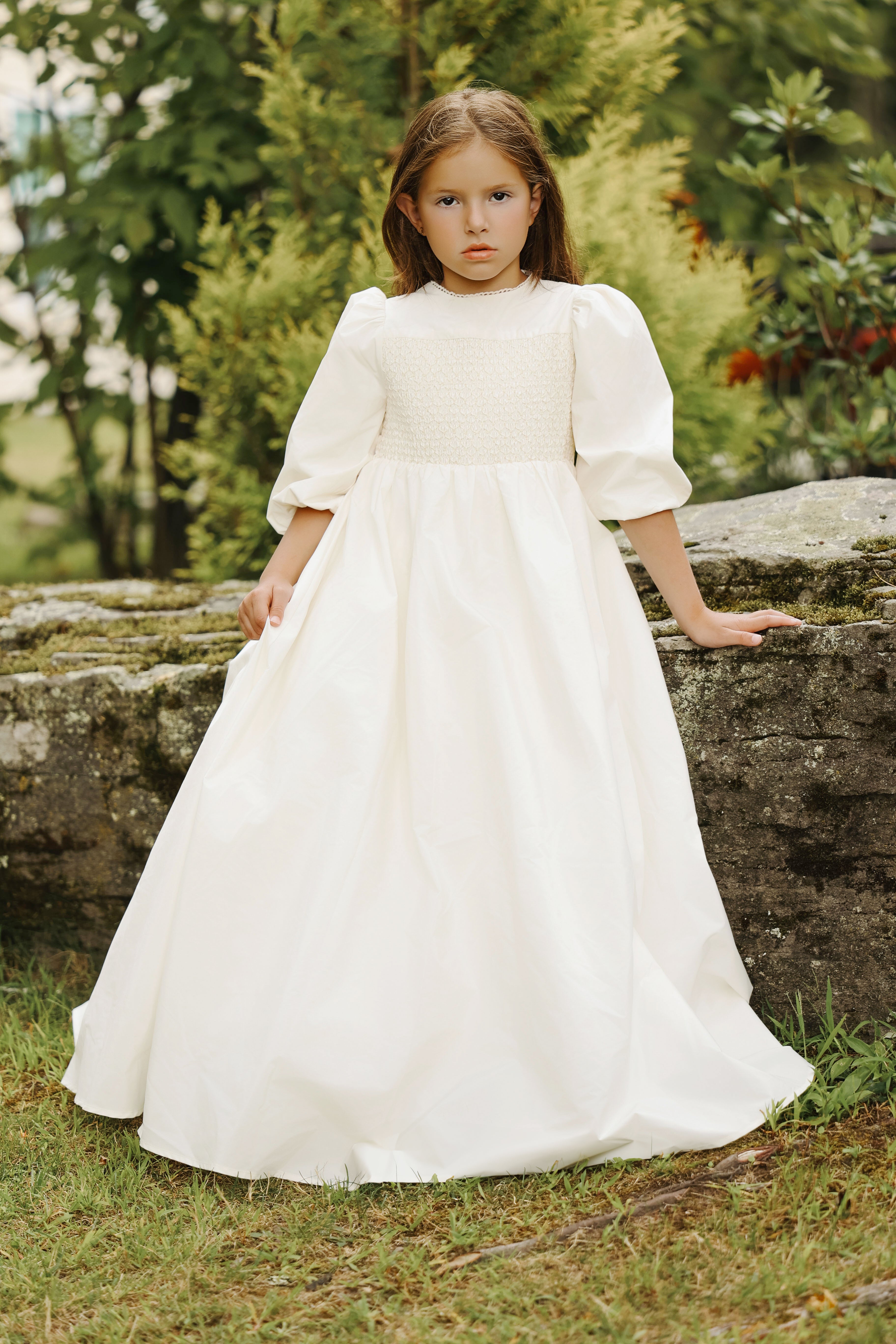 LITTLE TEMPEST TAFFETA SMOCKED GOWN Little Women Too LITTLE TEMPEST TAFFETA SMOCKED GOWN Little Women Too
