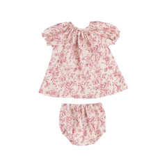 BABE AND TESS 2PC MINI ROSE FLOWER PRINT MINI DRESS + BLOOMER SET
