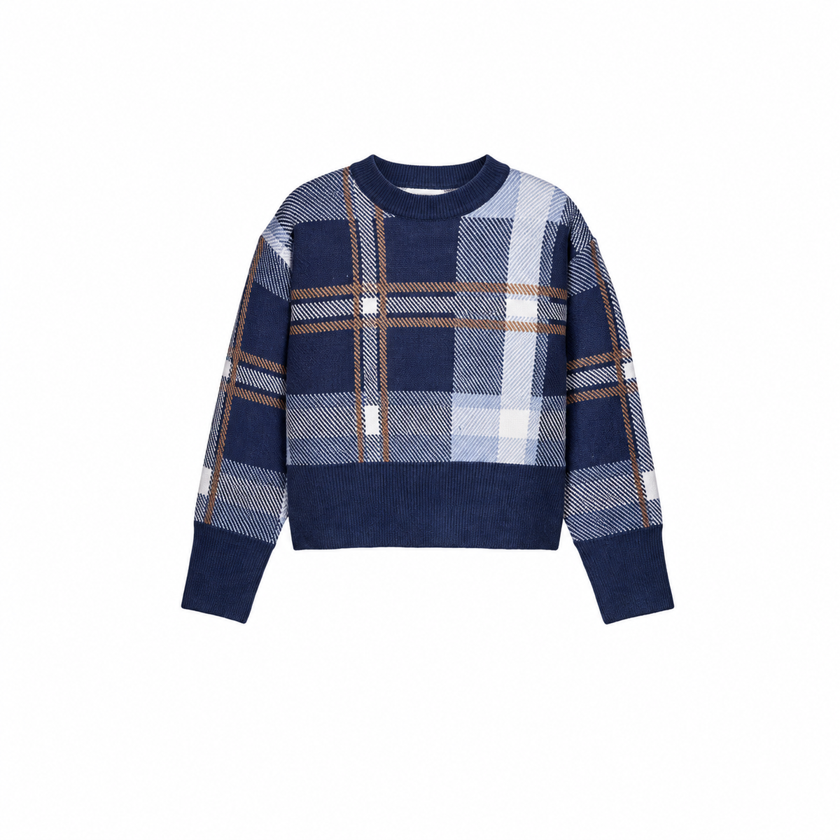 MAYORAL PLAID KNIT FUZZY PULLOVER SWEATER