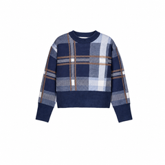 MAYORAL PLAID KNIT FUZZY PULLOVER SWEATER