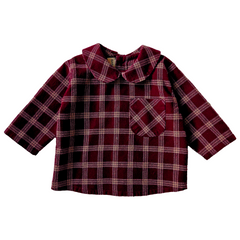 BABE AND TESS 2PC TAZIO CHECKED BLOUSE WITH CLEMENTINA OVERALL