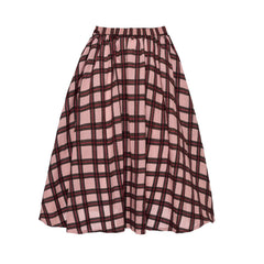 PAADE MODE 2PC IRIS RUFFLED STAND UP COLLAR CHECKED BLOUSE WITH SKIRT