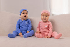POUF 2PC STITCHED GRAPHIC FOOTIE WITH BEANIE SET