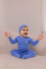 POUF 2PC STITCHED GRAPHIC FOOTIE WITH BEANIE SET