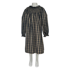PICCOLA LUDO GIRELLA SMOCKED RUFFLE NECK PLAID DRESS