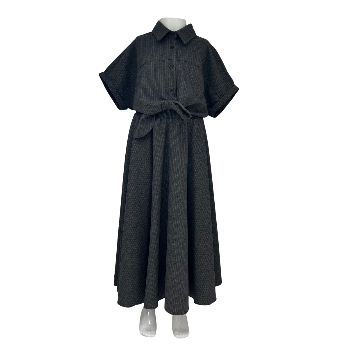 IPOSH 2PC PINSTRIPE TIE FRONT TOP WITH SKIRT