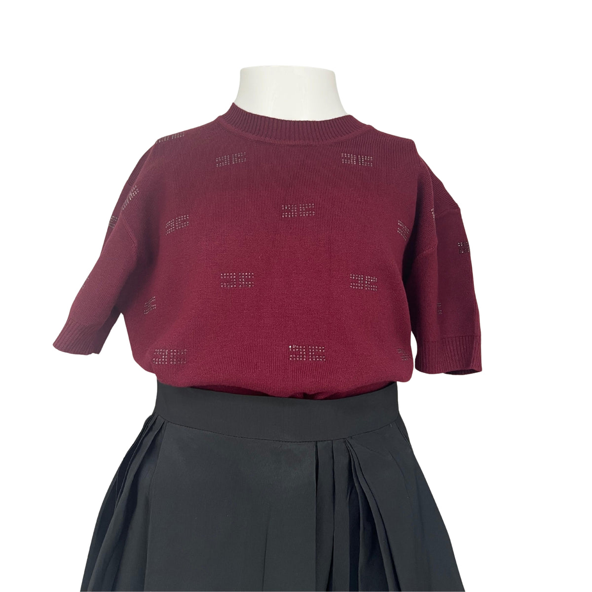 ELIZABETH  FRANCHI LOGO EMBELISHED KNIT SWEATER