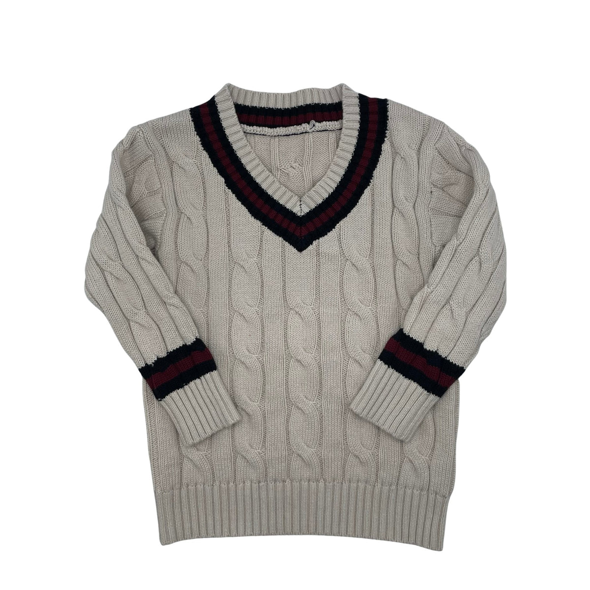 BZzy STYLE CABLE SCHOOL V-NECK SWEATER
