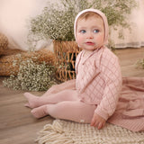 MINI P 3PC POINTELLE WRAP FOOTIE, BONNET WITH CARDIGAN SET