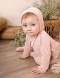 MINI P 3PC POINTELLE WRAP FOOTIE, BONNET WITH CARDIGAN SET