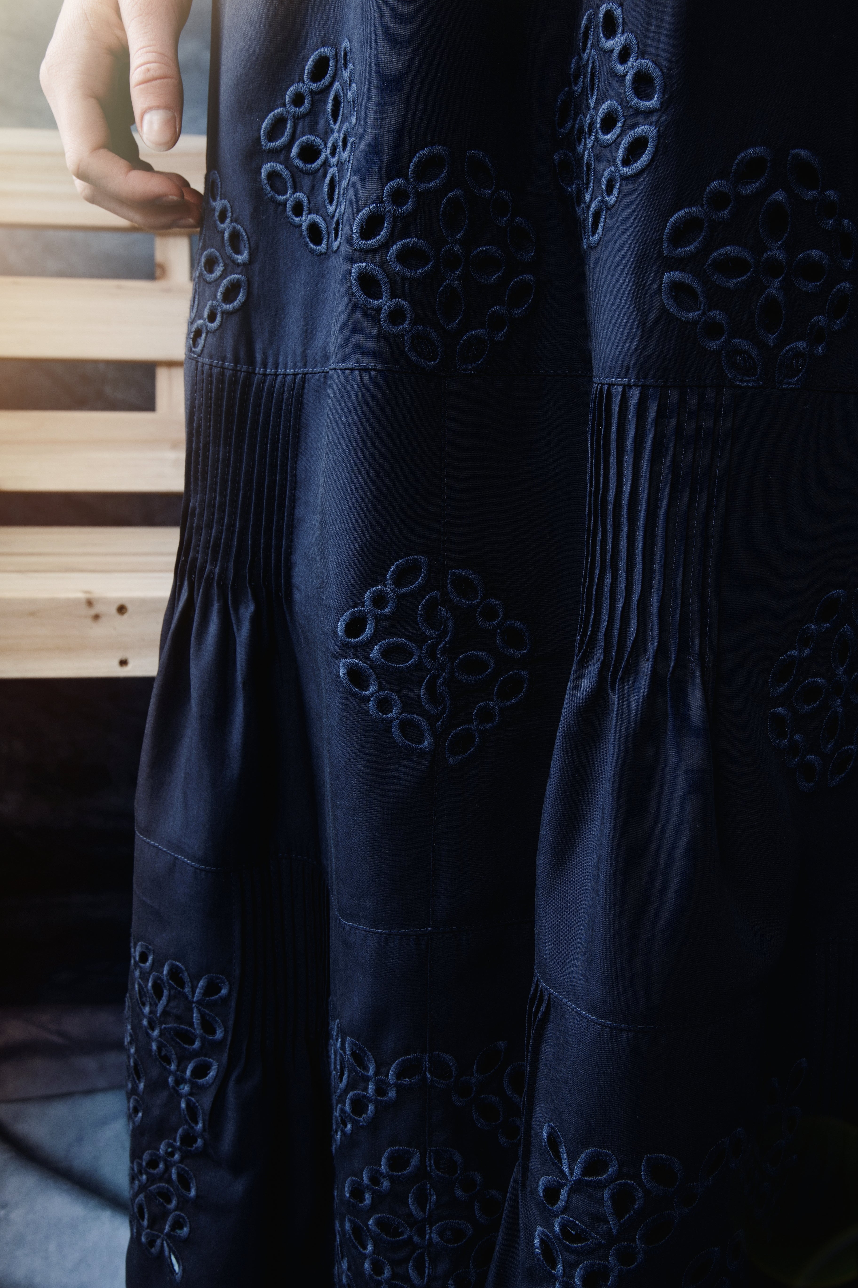 HEV CUSTOM EYELET DETAIL TIERED DRESS