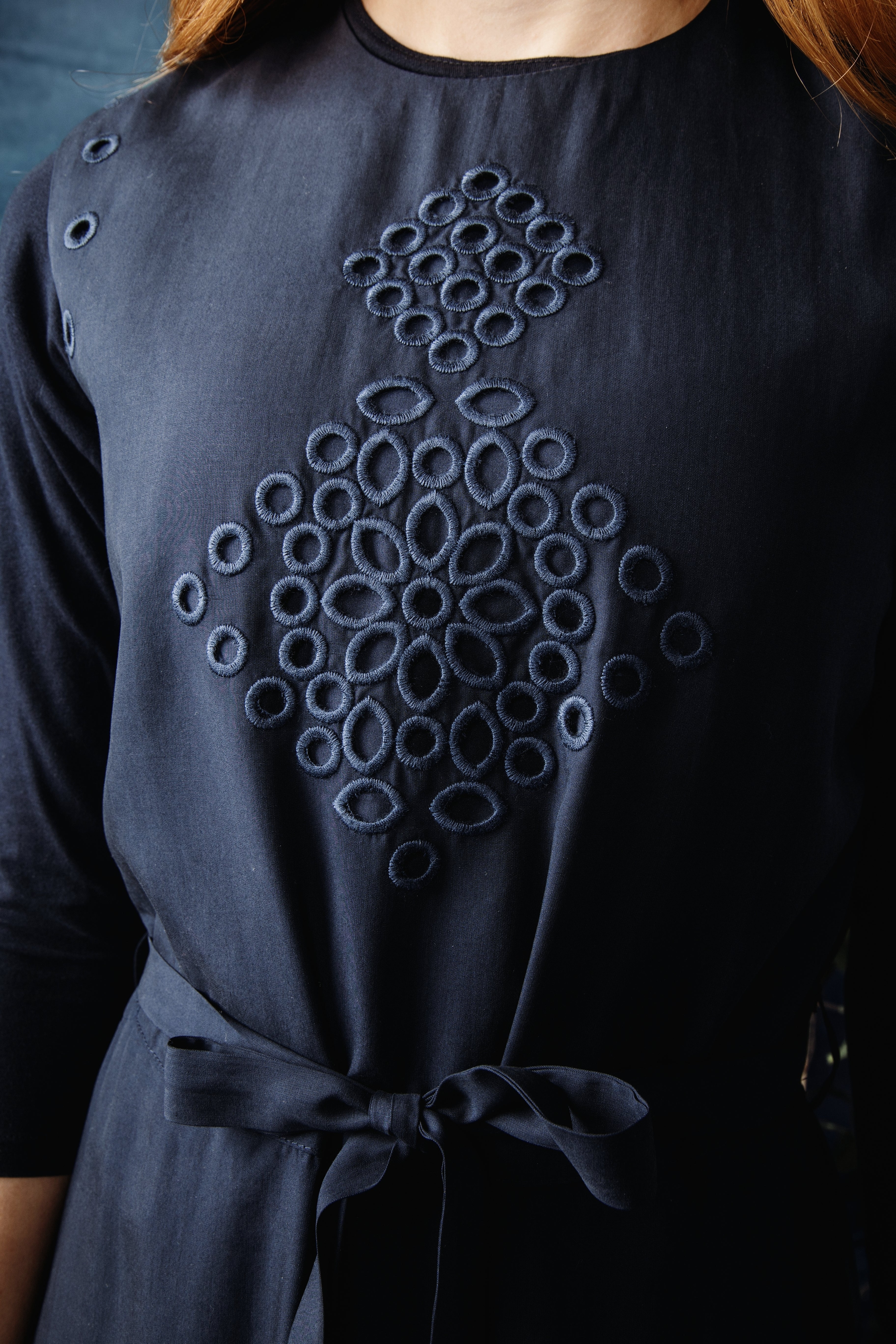 HEV CUSTOM EYELET DETAIL TIERED DRESS
