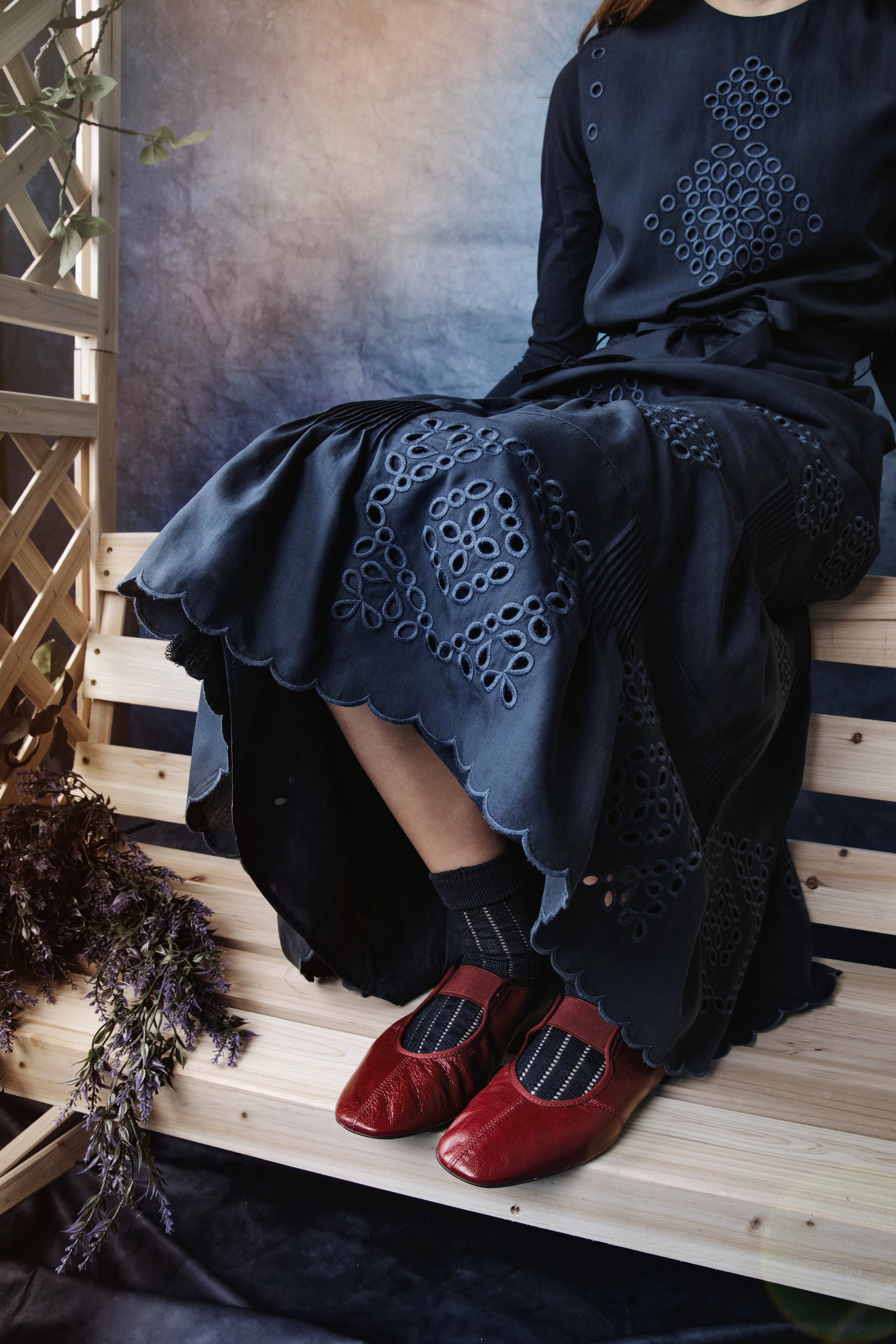 HEV CUSTOM EYELET DETAIL TIERED DRESS