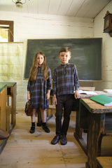 BELATI MANDARIN COLLARED PLAID SHIRT