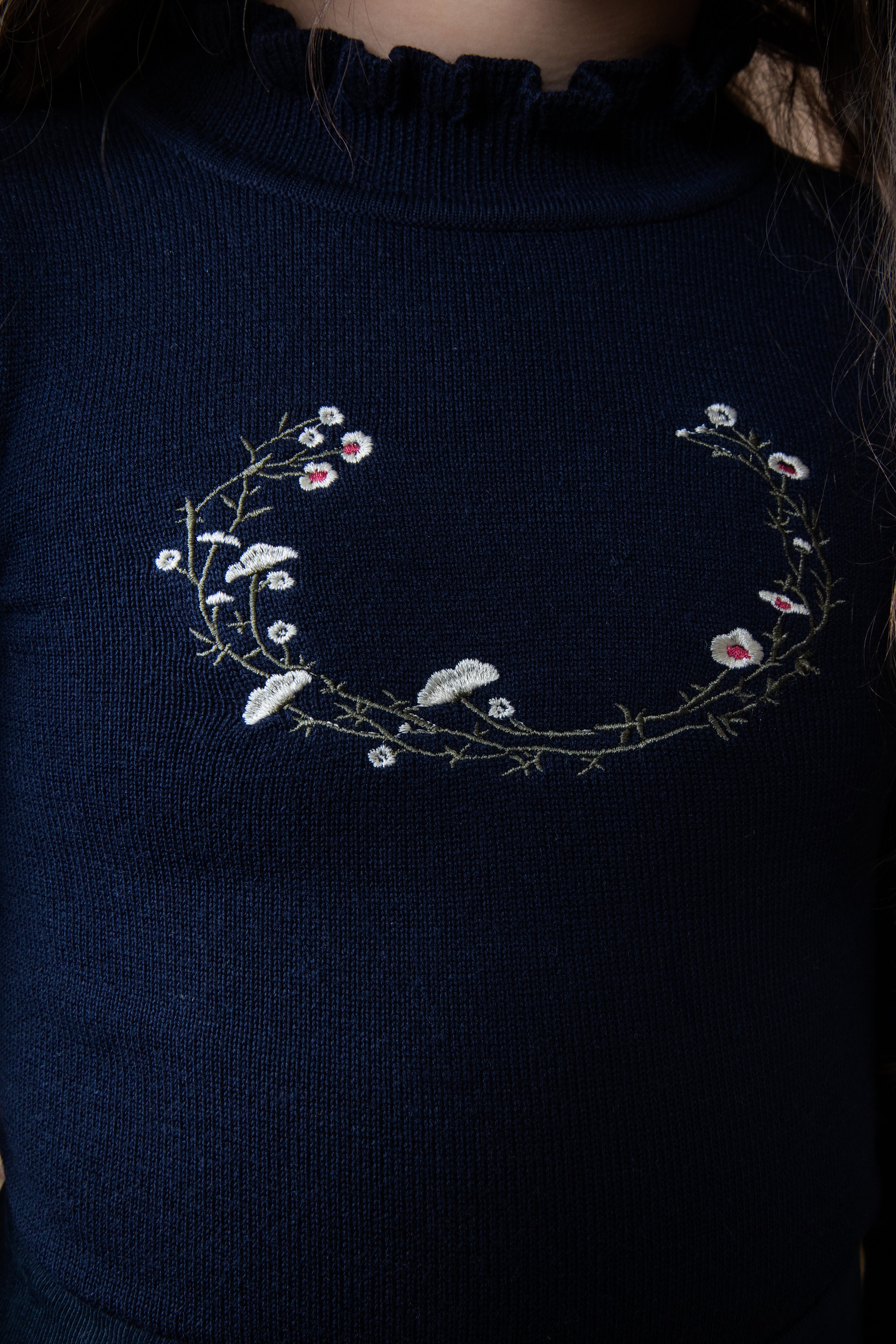 BELATI KNIT SWEATER WITH EMBROIDERED DETAIL AND NECK RIBBON
