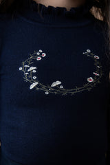 BELATI KNIT SWEATER WITH EMBROIDERED DETAIL AND NECK RIBBON