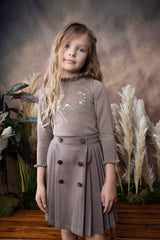 BELATI SCUBA JERSEY PLEATED SKIRT WITH BUTTONS