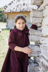 BELATI COLLAR EYELET SCALLOPED DRESS WITH TUCKS