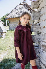 BELATI COLLAR EYELET SCALLOPED DRESS WITH TUCKS