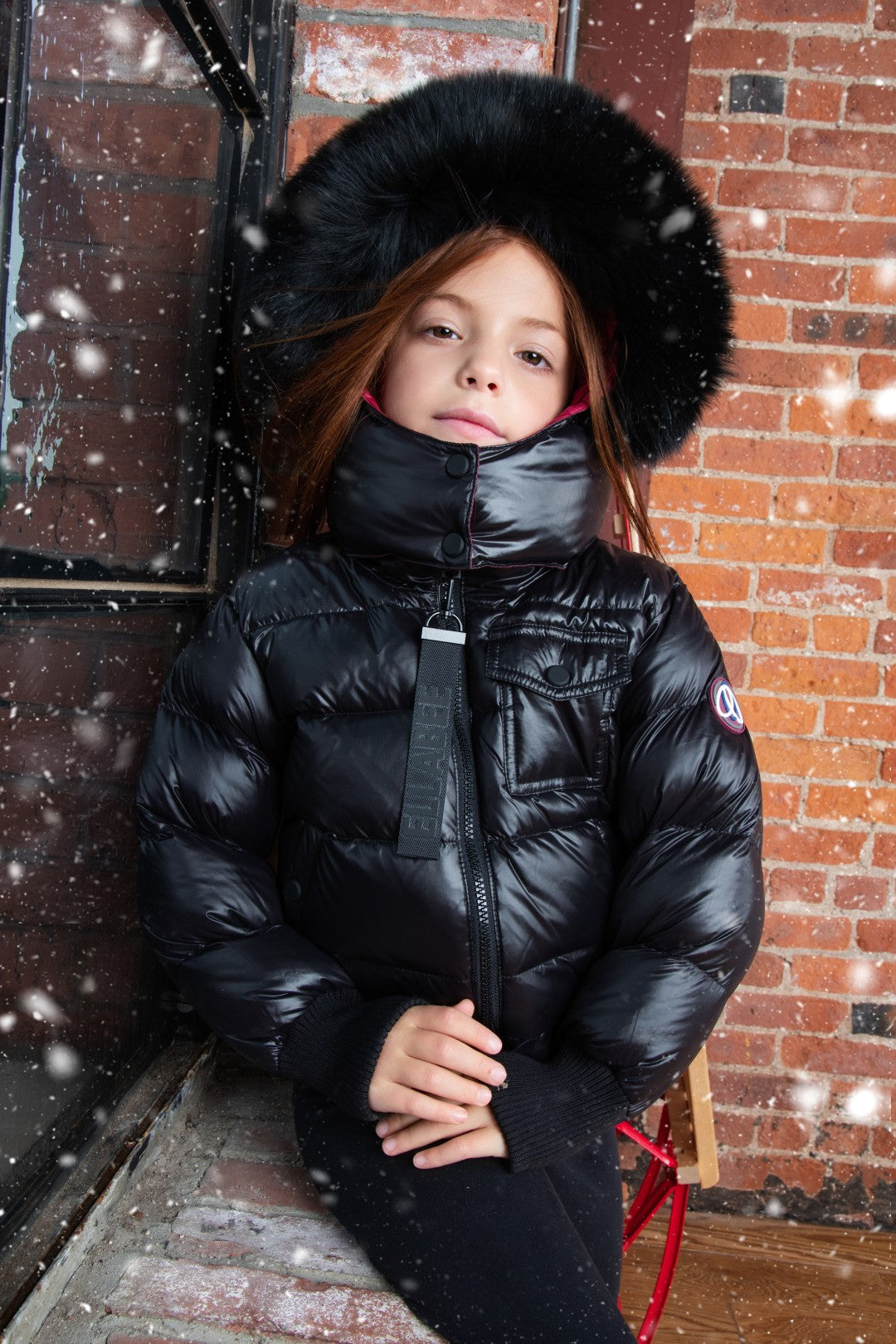 ELLABEE BLACK FUR HOOD BOMBER COAT