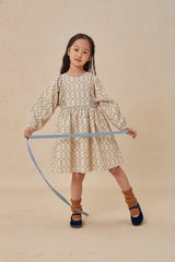 CERA UNA VOLTA KANA TRIM PRINTED TWILL DRESS