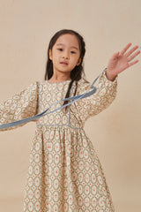 CERA UNA VOLTA KANA TRIM PRINTED TWILL DRESS