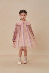 CERA UNA VOLTA REENA DOUBLE COLLAR PLEATED TULLE DRESS