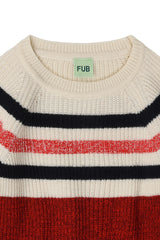 FUB RAGLAN STRIPED KNIT SWEATER