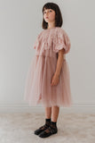 PETITE AMALIE LACE COLLAR 3/4 SLEEVE TULLE BABYDOLL DRESS