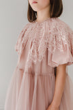 PETITE AMALIE LACE COLLAR 3/4 SLEEVE TULLE BABYDOLL DRESS