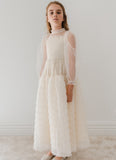 PETITE AMALIE SMOCKED TULLE GOWN