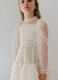 PETITE AMALIE SMOCKED TULLE GOWN