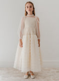 PETITE AMALIE SMOCKED TULLE GOWN