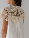 PETITE AMALIE CROCHET CAPE LINEN DRESS