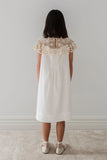 PETITE AMALIE CROCHET CAPE LINEN DRESS