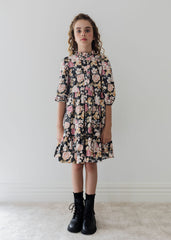 PETITE AMALIE ROMANTIC FLORAL CORD VELVET DRESS