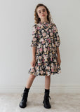 PETITE AMALIE ROMANTIC FLORAL CORD VELVET DRESS