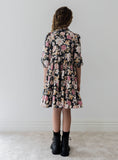 PETITE AMALIE ROMANTIC FLORAL CORD VELVET DRESS