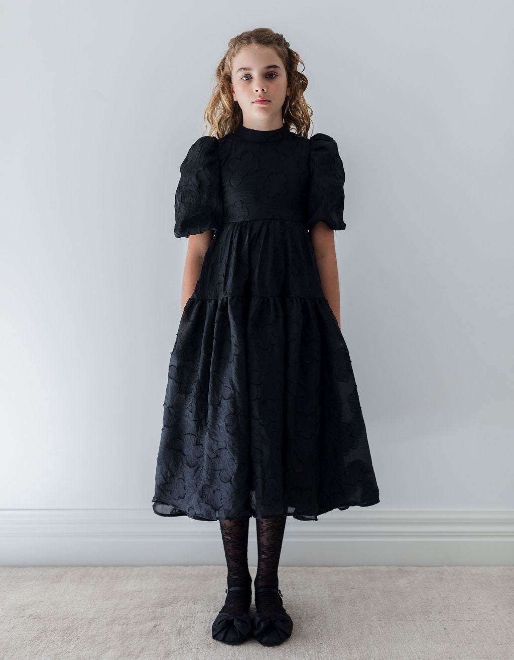 PETITE AMALIE ELISE TONAL LAYERED MIDI DRESS Little Women Too PETITE AMALIE ELISE TONAL LAYERED MIDI DRESS Little Women Too