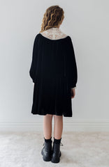 PETITE AMALIE LACE YOKE CORD VELVET DRESS