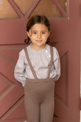 NOU NELLE 2PC STRIPED BLOUSE WITH KNIT SUSPENDER PANTS
