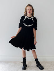 PETITE AMALIE ROSE LACE VELVET DRESS