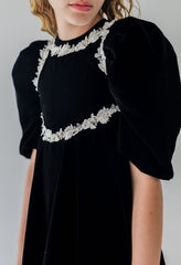 PETITE AMALIE ROSE LACE VELVET DRESS