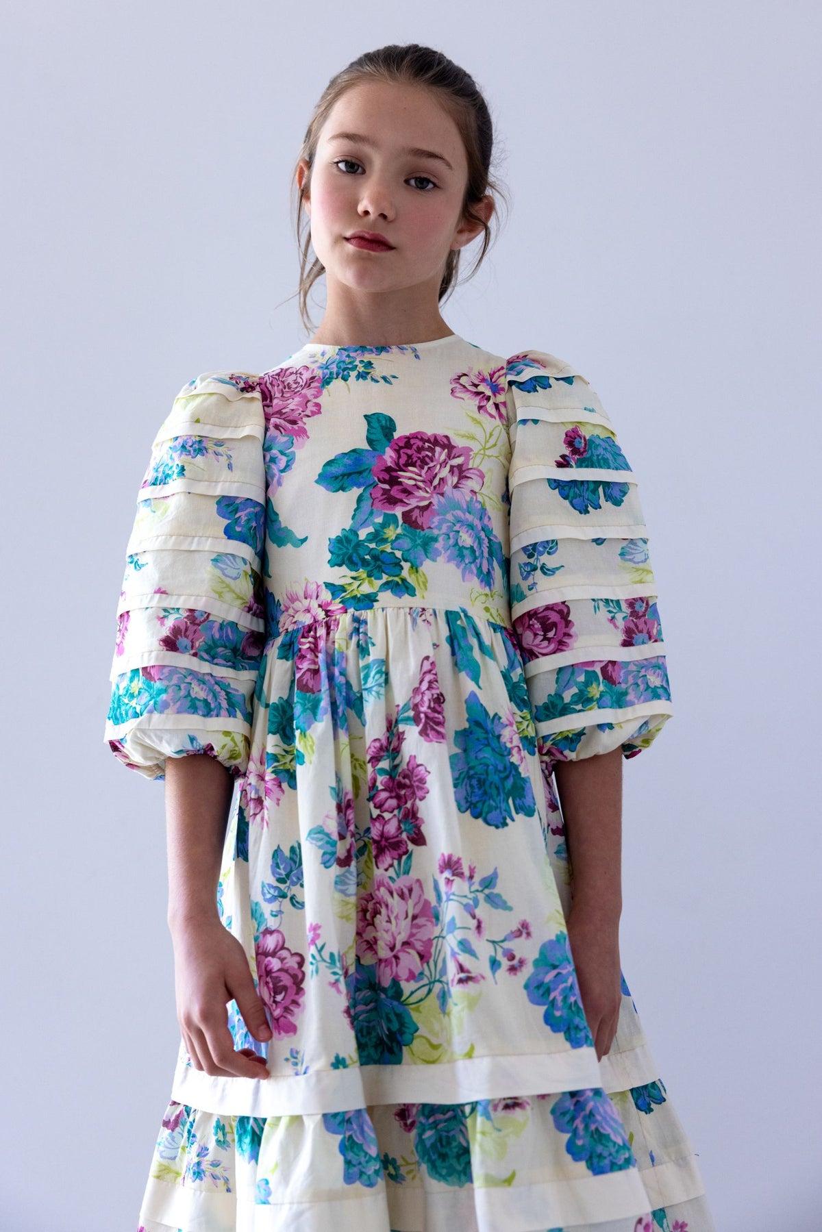 PETITE AMALIE JEWEL PRINT VOILE MIDI DRESS
