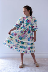PETITE AMALIE JEWEL PRINT VOILE MIDI DRESS