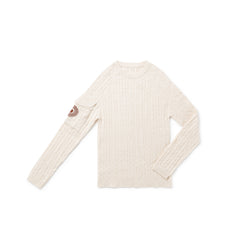 BIRNHAM ON THE SEA 2PC CABLEKNIT CREW WITH SCALLOPED CORDUROY OVERALLS