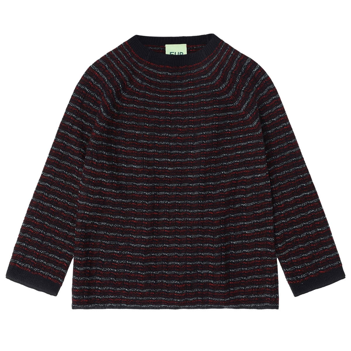 FUB HIGHNECK CREW STRIPE KNIT SWEATER