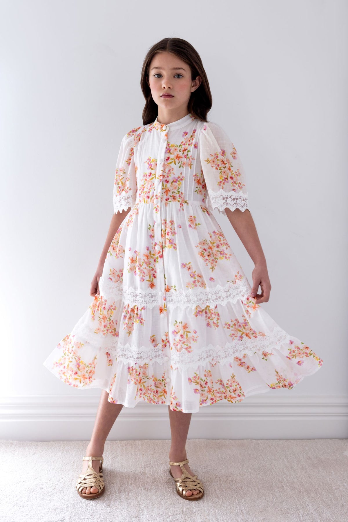 PETITE AMALIE DITSY FLORAL LACE SHIRT DRESS