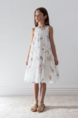 PETITE AMALIE FLORAL SKETCH PRINT SLEEVELESS DRESS